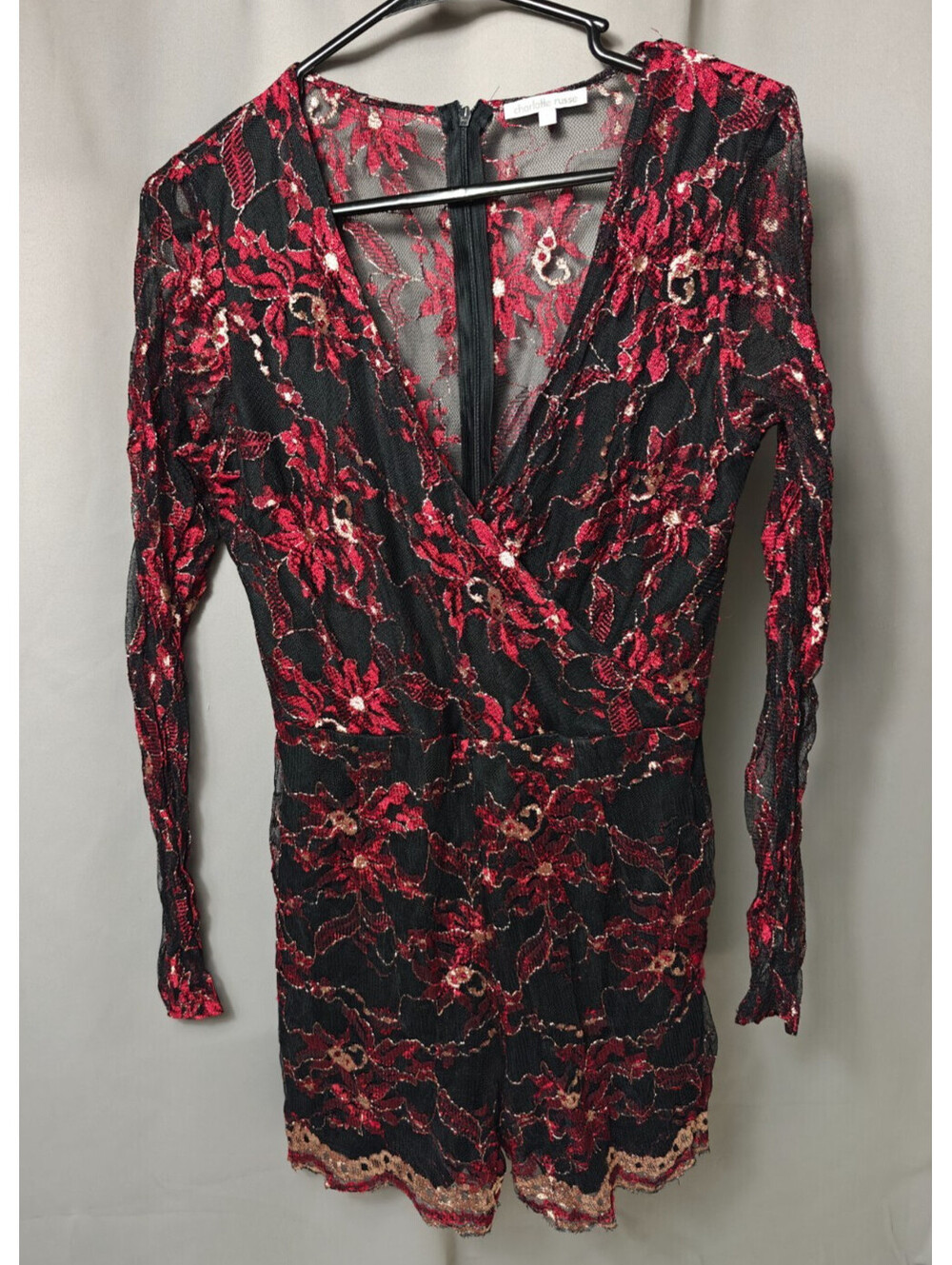 Charlotte Russe Women Red Lace Jumpsuit Dress size L